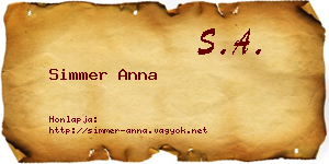Simmer Anna névjegykártya