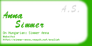 anna simmer business card
